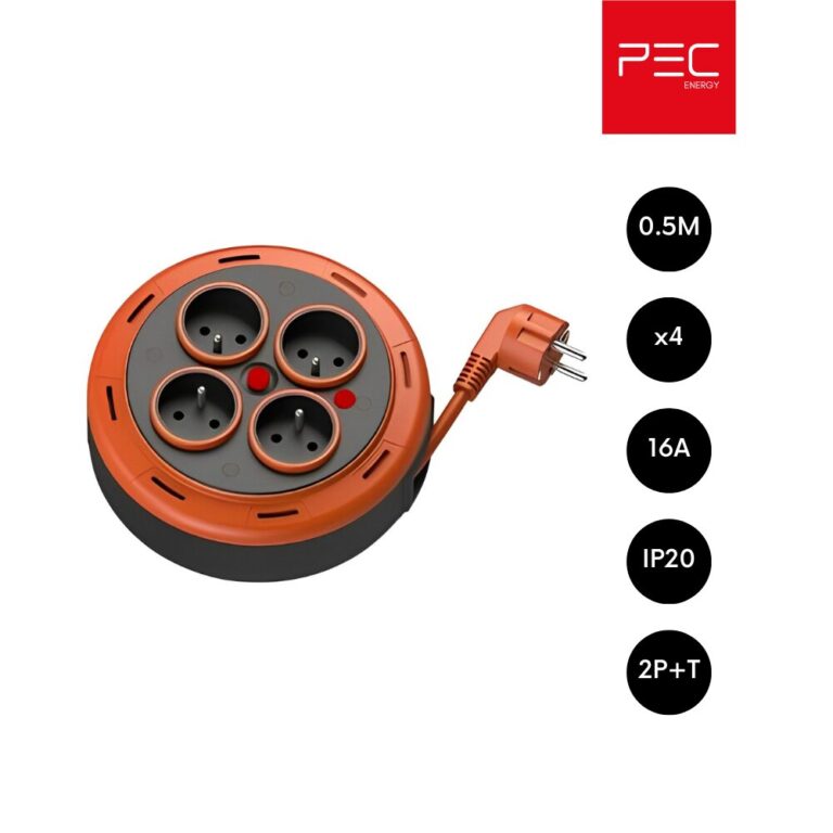 Easyflex – Enrouleur de câble 05M / 3×1.0mm² / 4 prises