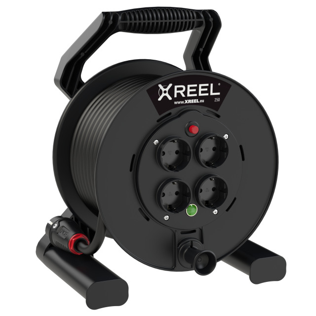 Enrouleur XREEL Ø 250 mm – 4 prises 2P+T, 25 m H05RR-F 3G1,5, IP20