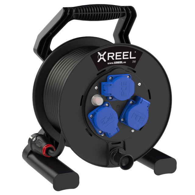 Enrouleur XREEL Ø 250 mm – 3 prises 2P+T, 25 m H07RN-F 3G1,5 – réf. 9250012-p