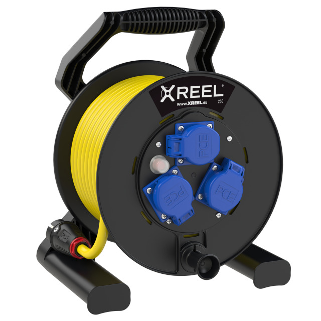 Enrouleur XREEL Ø 250 mm – 3 prises 2P+T, 20 m N07V3V3-F 3G2,5