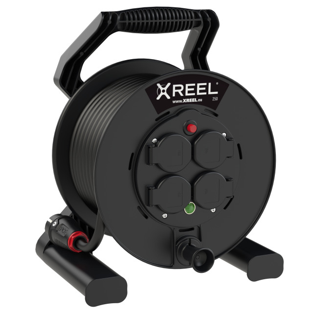 Enrouleur XREEL Ø 250 mm – 4 prises 2P+T, 33 m H07RN-F 3G2,5