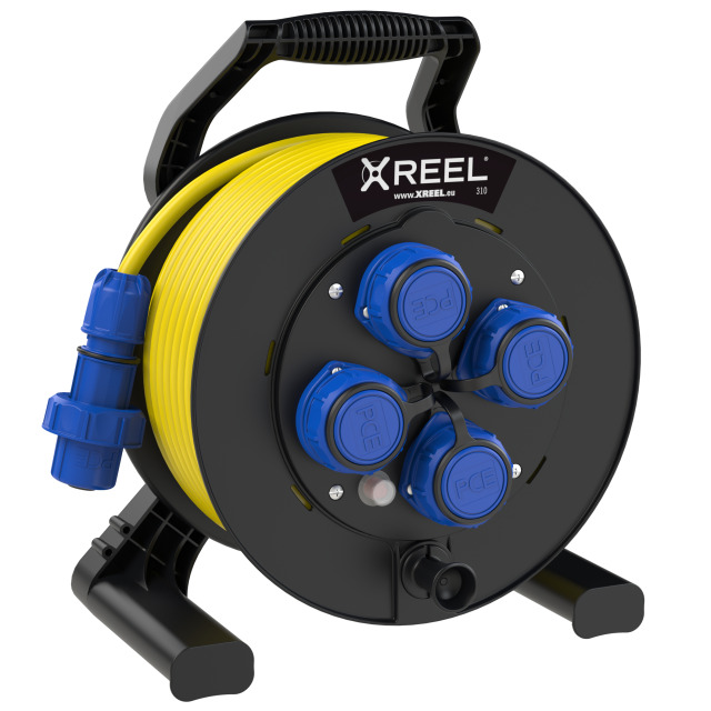 Enrouleur XREEL Ø 310 mm – 4 prises 2P+T, 25 m N07V3V3-F 3G2,5