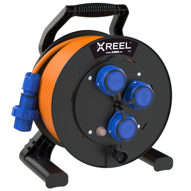 Enrouleur XREEL Ø 310 mm – 3 prises 2P+T, 30 m H07BQ-F 3G2,5
