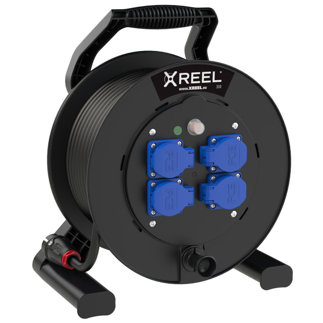 Enrouleur XREEL Ø 310 mm – 4 prises 2P+T, 25 m H07RN-F 3G1,5