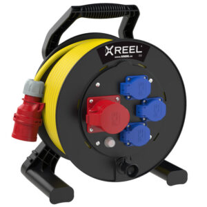 Enrouleur XREEL Ø 310 mm – 1 prise CEE 16 A 5P + 3 prises 2P+T, 25 m N07V3V3-F 5G2,5