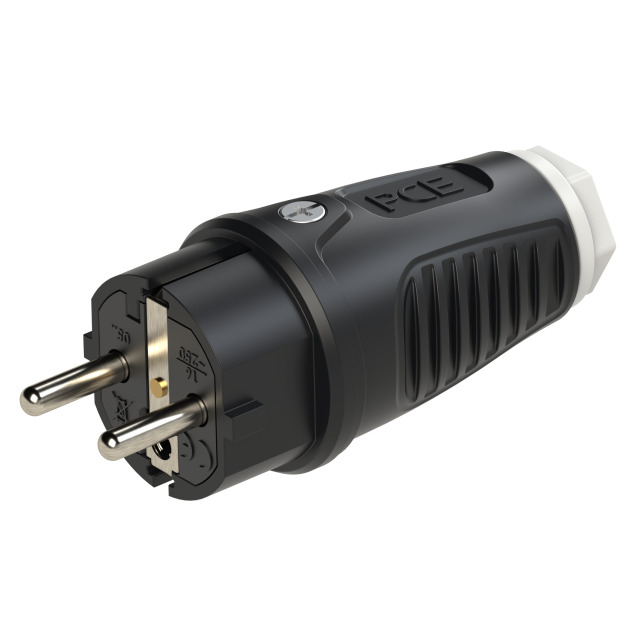 Fiche 2P+T caoutchouc Taurus2 16 A IP54 noir/blanc