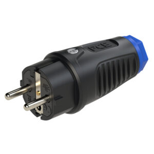 Fiche 2P+T caoutchouc Taurus2 16 A IP54 noir/bleu