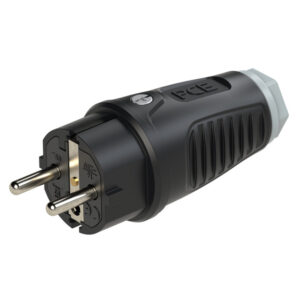 Fiche 2P+T caoutchouc Taurus2 16 A IP54 noir/gris