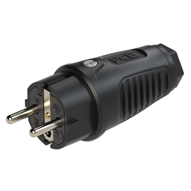 Fiche 2P+T caoutchouc Taurus2 16 A IP54 noir