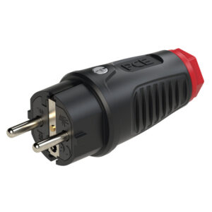 Fiche 2P+T caoutchouc Taurus2 16 A IP54 noir/rouge