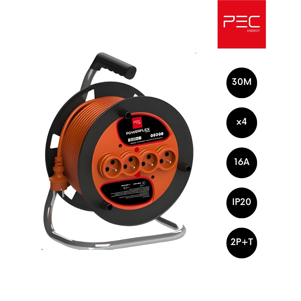 Powerflex – Enrouleur de câble 30M / 3G2.5mm² / 4 prises