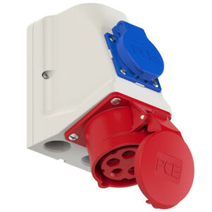 Prise murale COMBO CEE 16 A 3P+N+T 400 V 6h + prise 2P+T IP44