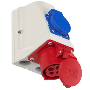 Prise murale COMBO CEE 16 A 3P+T 400 V 6h + prise 2P+T IP44 – réf. 9214-6f