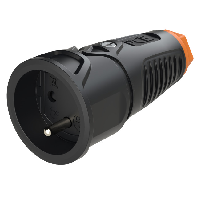 Prolongateur 2P+T caoutchouc Taurus2 16 A IP20 noir/orange