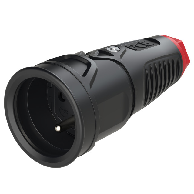 Prolongateur 2P+T caoutchouc Taurus2 16 A IP20 noir/rouge