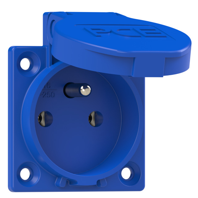 Socle de prise 2P+T à broche de terre P-Nova plus 50 × 50 mm IP54, bleu