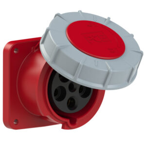 Socle de prise CEE droit 100 × 100 mm 63 A 3P+N+T 400 V 6h IP67 POWER TWIST