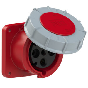 Socle de prise CEE droit 100 × 100 mm 63 A 3P+T 400 V 6h IP67 POWER TWIST