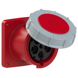 Socle de prise CEE droit 120 × 120 mm 125 A 3P+N+T 400 V 6h IP67 POWER TWIST