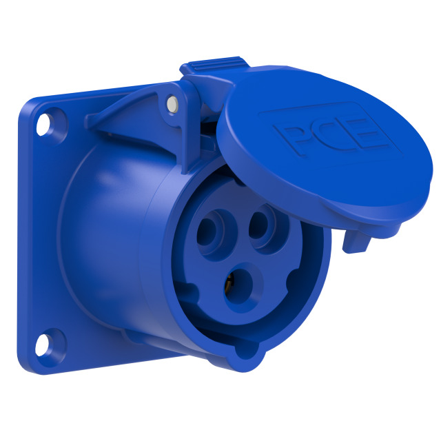 Socle de prise CEE droit 65 × 65 mm 16 A 2P+T 230 V 6h IP44/IP54