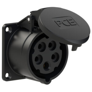 Socle de prise CEE droit 70 × 70 mm 16 A 3P+N+T 400 V 6h IP44/IP54 noir