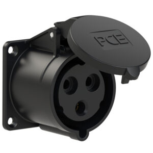 Socle de prise CEE droit 70 × 70 mm 32 A 2P+T 230 V 6h IP44/IP54 noir