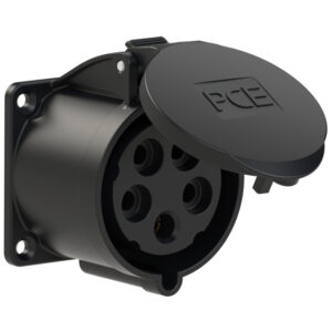 Socle de prise CEE droit 70 × 70 mm 32 A 3P+N+T 400 V 6h IP44/IP54 noir