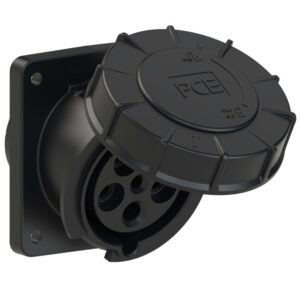 Socle de prise CEE incliné 100 × 112 mm 63 A 3P+N+T 400 V 6h IP67 POWER TWIST noir