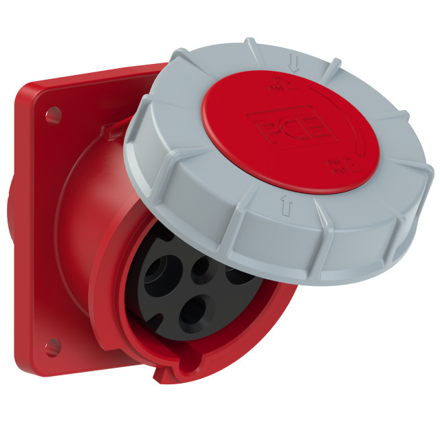 Socle de prise CEE incliné 100 × 112 mm 63 A 3P+T 400 V 6h IP67 POWER TWIST